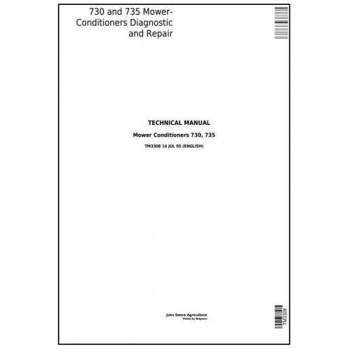 John Deere 730, 735 Hay and Forage Mower-Conditioner All Inclusive Service Repair Technical Manual Pdf - TM3308 2