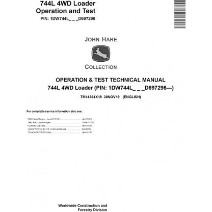 John Deere 744L 4WD Loader Diagnostic, Operation and Tests Technical Service Manual Pdf - TM14364X19 2