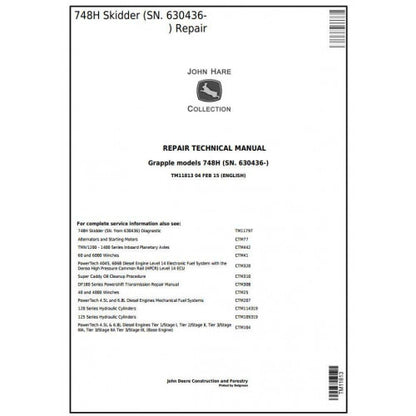 John Deere 748H Grapple Skidder Service Repair Technical Manual TM11813 2