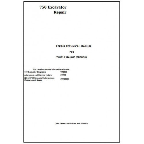 John Deere 750 Excavator Service Repair Technical Manual Pdf TM1810 2