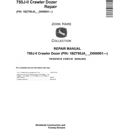 John Deere 750J II Crawler Dozer Pdf Repair Service Technical Manual TM14276X19 2