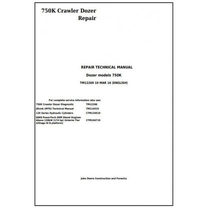 John Deere 750K Crawler Dozer Service Repair Technical Manual Pdf TM12269 2