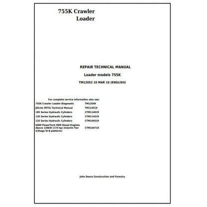 John Deere 755K Crawler Dozer Pdf Repair Service Technical Manual TM12052