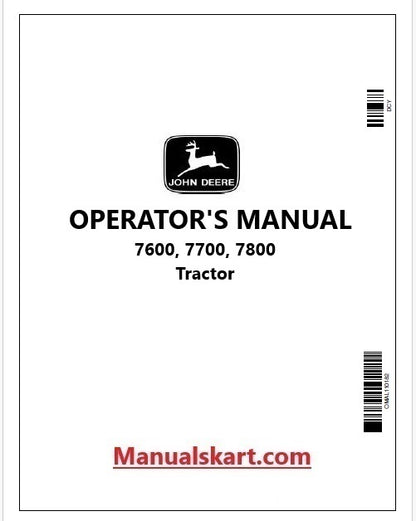 John Deere 7600, 7700, 7800 Tractor Pdf Operator's Manual OMAR113020