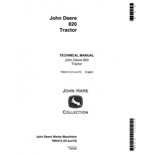 John Deere 820 Tractor Service Repair Technical Manual Pdf - TM4212 2