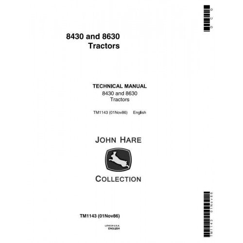 John Deere 8430, 8630 4wd Articulated Tractor Service Repair Technical Manual Pdf - TM1143