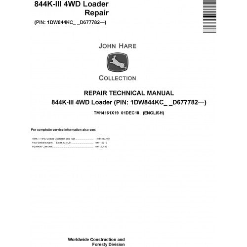 John Deere 844K-III 4WD Loader Pdf Repair Service Technical Manual TM14161X19 2