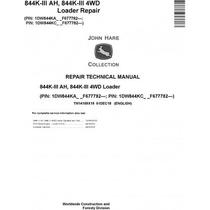 John Deere 844K-III 4WD Loader Service Repair Technical Manual Pdf TM14159X19 2