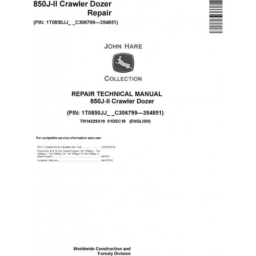 John Deere 850J-II Crawler Dozer Pdf Repair Service Technical Manual TM14229X19 2