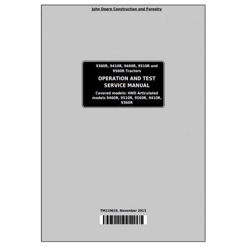 John Deere 9360R, 9410R, 9460R, 9510R, 9560R Tractor Diagnostic and Tests Service Manual Pdf - TM110619