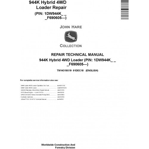 John Deere 944K Hybrid 4WD Loader Pdf Repair Service Technical Manual TM14319X19 2