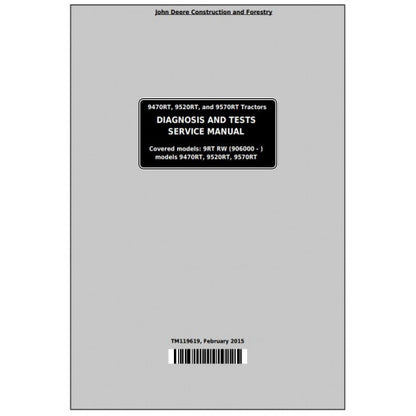 John Deere 9470RT, 9520RT, 9570RT Tracks Tractor Diagnostic and Tests Service Manual Pdf - TM119619