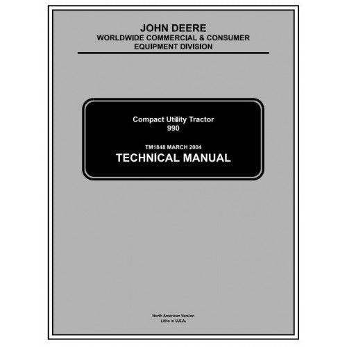 John Deere 990 Compact Utility Tractor Pdf Repair Service Technical Manual TM1848