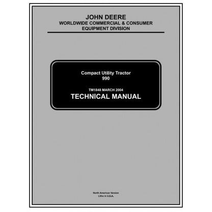 John Deere 990 Compact Utility Tractor Pdf Repair Service Technical Manual TM1848