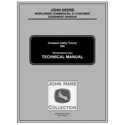 John Deere 990 Compact Utility Tractor Service Repair Technical Manual Pdf TM1848 2