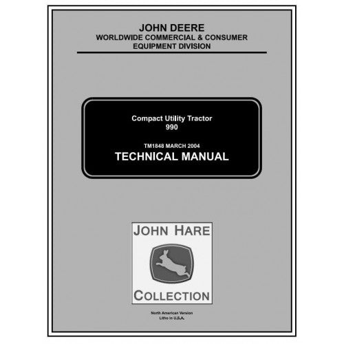 John Deere 990 Compact Utility Tractor Service Repair Technical Manual Pdf TM1848