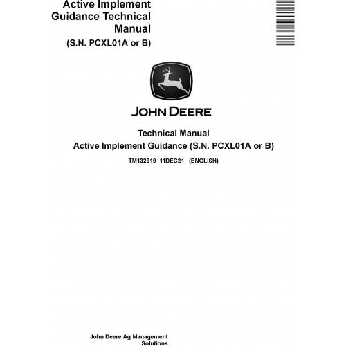 John Deere Active Implement Guidance Service Repair Technical Manual Pdf - TM132919