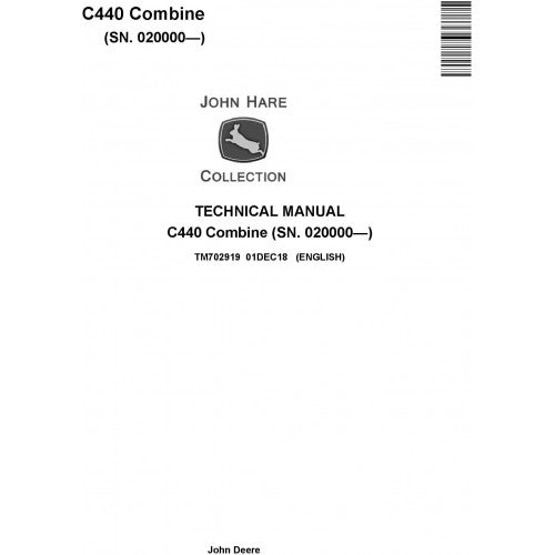 John Deere C440 Combine Service Repair Technical Manual Pdf TM702919