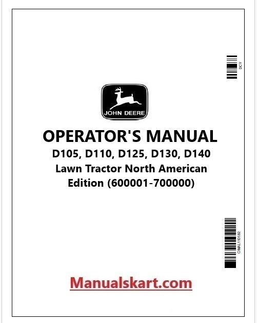 John Deere D105, D110, D125, D130, D140 Lawn Tractor Pdf Operator's Manual OMGX25410