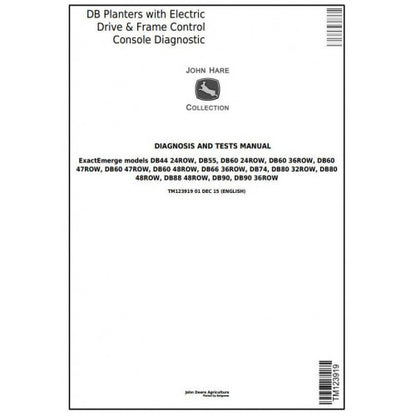 John Deere DB Series Planters W.Electric Drive and Frame Control Console Diagnostic and Test Manual Pdf - TM123919