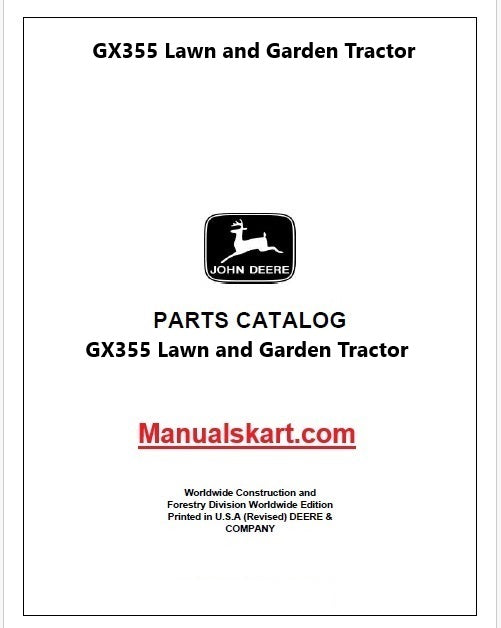 John Deere GX355 Lawn and Garden Tractor Pdf Parts Catalog Manual PC9079