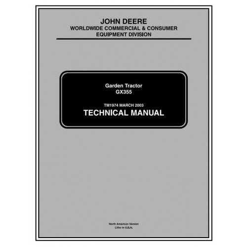 John Deere GX355D Lawn and Garden Tractors Pdf Repair Service Technical Manual TM1974