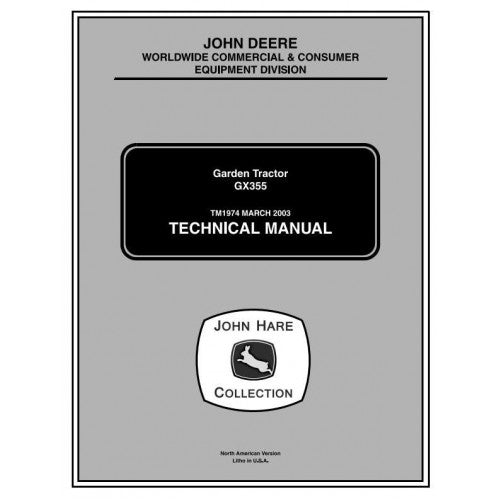 John Deere GX355D Lawn and Garden Tractors Service Repair Technical Manual Pdf TM1974 2