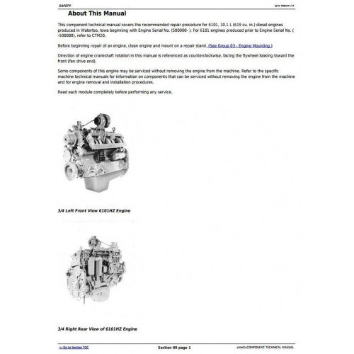 John Deere Powertech 6101 10.1L Diesel Engines Service Repair Technical Manual Pdf - CTM61