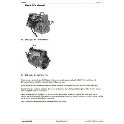 John Deere Powertech 6.8L, 6068 Compressed Natural Gas Engine Service Repair Technical Manual Pdf - CTM146