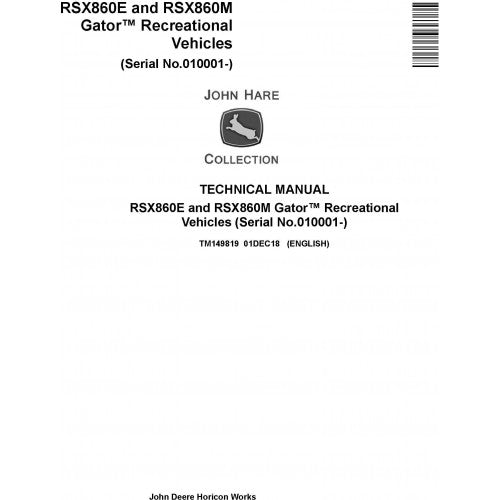 John Deere RSX860E and RSX860M Gator Recreational Vehicles Pdf Repair Service Technical Manual TM149819