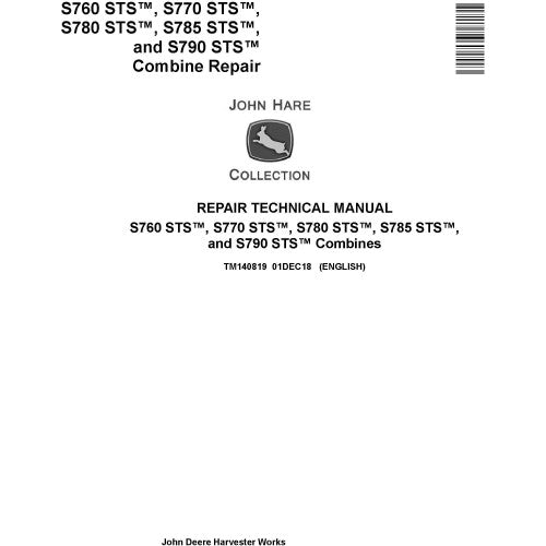 John Deere S760, S770, S780, S785, S790 STS Combines Service Repair Technical Manual Pdf TM140819 2