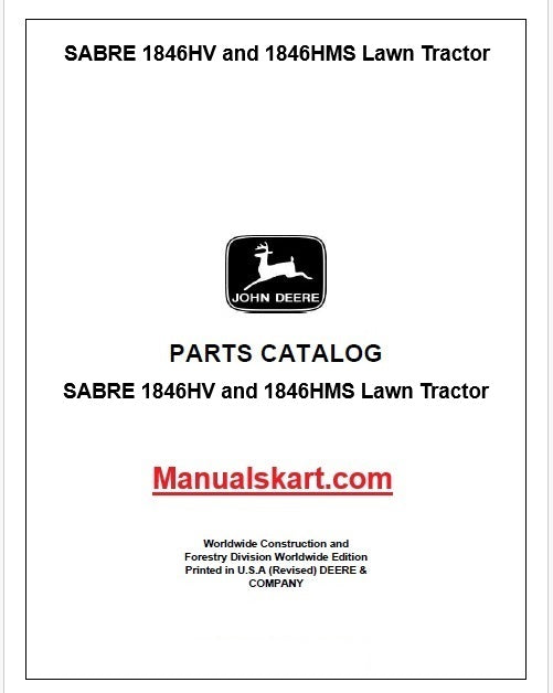 John Deere SABRE 1846HV and 1846HMS Lawn Tractor Pdf Parts Catalog Manual PC2713