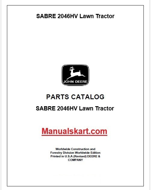 John Deere SABRE 2046HV Lawn Tractor Pdf Parts Catalog Manual PC2805