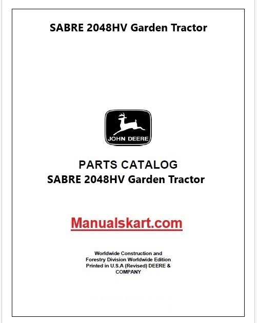 John Deere SABRE 2048HV Garden Tractor Pdf Parts Catalog Manual PC2656