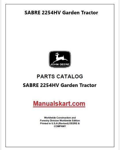 John Deere SABRE 2254HV Garden Tractor Pdf Parts Catalog Manual PC2698