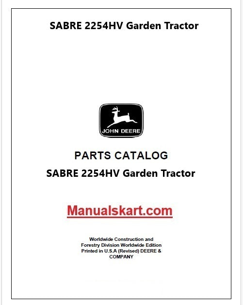 John Deere SABRE 2254HV Garden Tractor Pdf Parts Catalog Manual PC2698