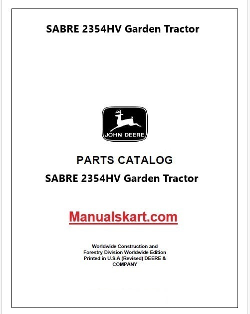 John Deere SABRE 2354HV Garden Tractor Pdf Parts Catalog Manual PC2810