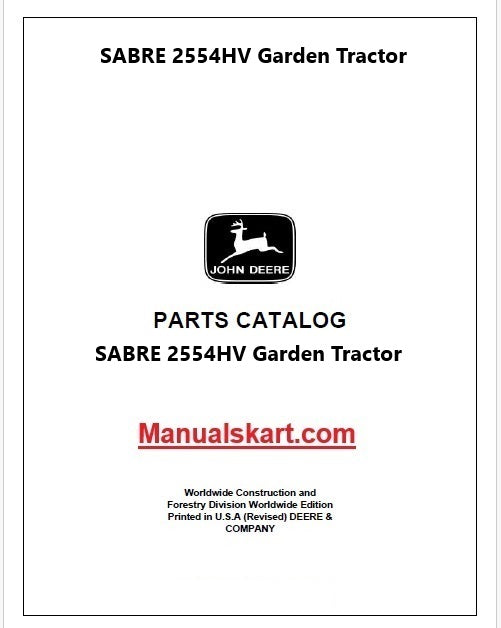 John Deere SABRE 2554HV Garden Tractor Pdf Parts Catalog Manual PC2657