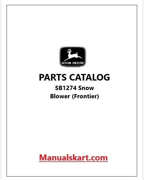 John Deere SB1274 Snow Blower Pdf Parts Catalog Manual PC10395