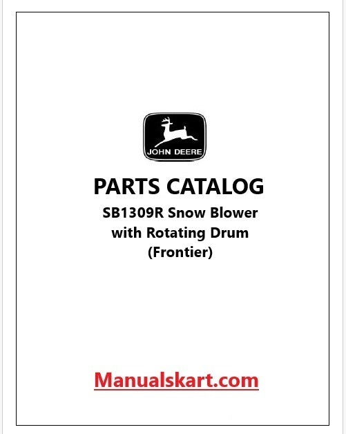 John Deere SB1309R Snow Blower Pdf Parts Catalog Manual PC10469