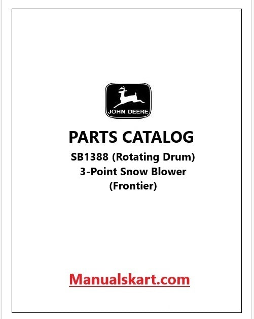 John Deere SB1388 (Rotating Drum) 3-Point Snow Blower Pdf Parts Catalog Manual PC10398