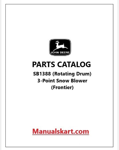 John Deere SB1388 (Rotating Drum) 3-Point Snow Blower Pdf Parts Catalog Manual PC10398