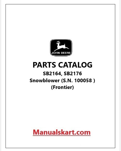 John Deere SB2164, SB2176 Snowblower Pdf Parts Catalog Manual PC10735