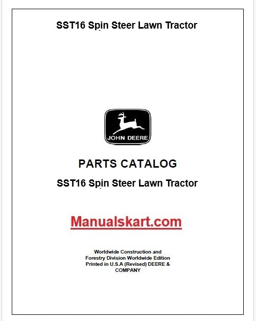 John Deere SST16 Spin Steer Lawn Tractor Pdf Parts Catalog Manual PC2865