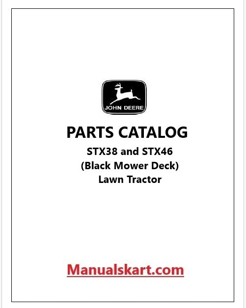 John Deere STX38 and STX46 (Black Mower Deck) Lawn Tractor Pdf Parts Catalog Manual PC2399