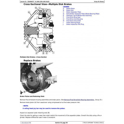 John Deere Teammate III 1000, 1200 and 1400 Series Inboard Planetary Axles Service Repair Technical Manual Pdf - CTM150