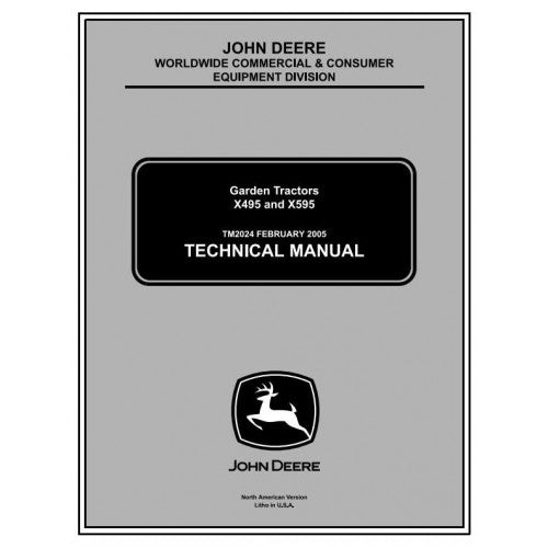 John Deere X495, X595 Lawn and Garden Tractors Diagnostic And Service Repair Technical Manual Pdf TM2024