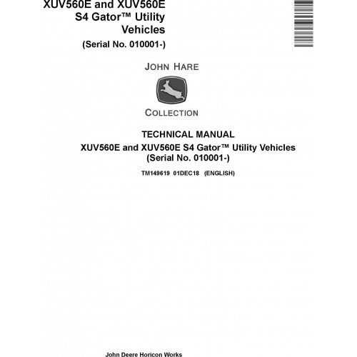 John Deere XUV560E And XUV560E S4 Gator Utility Vehicles Service Repair Technical Manual Pdf TM149619 2