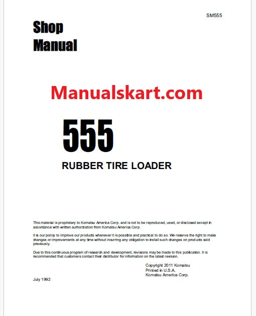 Komatsu 555 Rubber Tire Wheel Loader Pdf Repair Service Manual