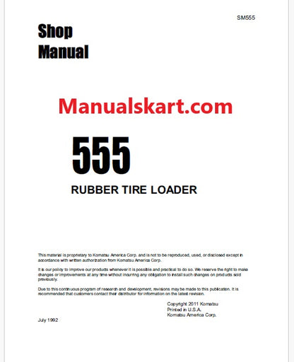 Komatsu 555 Rubber Tire Wheel Loader Pdf Repair Service Manual